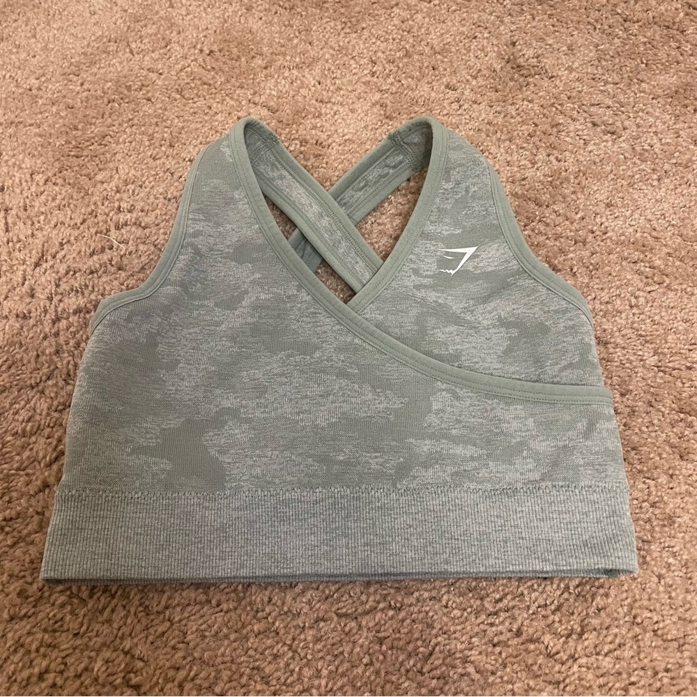 Womens Gymshark Green Camo Sports Bra